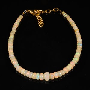 Äthiopische Opal Armband - Natürliche Welo Feuer Rondelle Perlen, Oktober Geburtsstein 3 x 6 mm 15.35 Carat