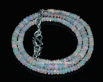 Sterling Silver Ethiopian Opal Necklace – October Birthstone Jewelry 3×5 mm 18"