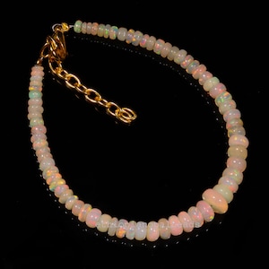 Opal Beads, 3X7 MM 16.70 Carats Natural Ethiopian Opal Beads Bracelet, Opal Rondelle Beads Bracelet, Gift for her, Christmas Gift
