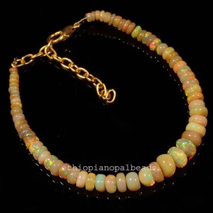 Natural Ethiopian Opal Bead Bracelet, Genuine Rondelle Gemstone 2x6 MM 21.80 Cts
