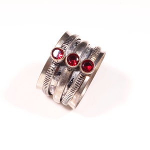 Red Garnet Silver Ring, Red Garnet 925 Sterling Silver Ring, Handmade Ring, Jewelry for women, gift for her, Christmas Gift