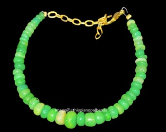 Ethiopian Opal Rondelle Bead Bracelet, Welo Fire Opal (8 inch) 3x5 mm