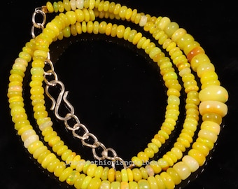 Ethiopian Opal Bead Necklace | 18" Yellow Fire Opal, 42.90 Cts 3x7 MM