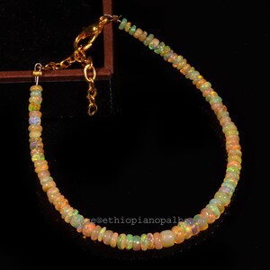 100% Natural Ethiopian Opal Beads Bracelet, Genuine Opal Rondelle Beads Bracelet 3x5 MM 14.80 Cts