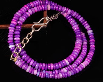 Ethiopian Fire Opal Necklace, Natural Welo Rondelle Beads, October Birthstone 3×5mm 35.70 Cts