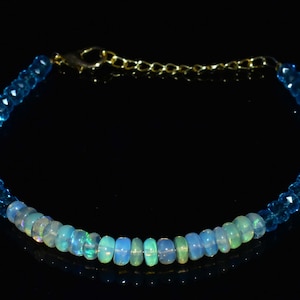 4 MM Opal Bracelet, Opal beads, Natural Ethiopian Opal Beads Bracelet, Rondelle Beads Fire Beads with Glass beads, opal fire beads Bracelet