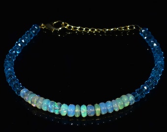 4MM Ethiopian Opal Bead Bracelet, Rondelle Fire Beads