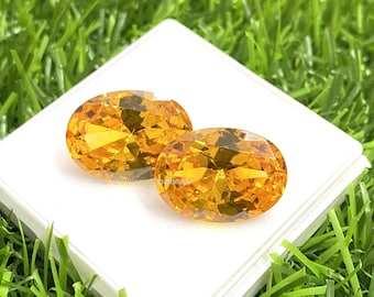 天然インペリアルイエロージルコン 8 x 6 mm 2個 オーバルルース