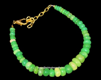 Ethiopian Opal Rondelle Bead Bracelet: Natural Fire, 8 Inch