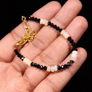 Opal Beads, 4X5 MM 18.30 Carats Natural Ethiopian Opal Beads Bracelet, Opal Rondelle Beads Bracelet with Quartz beads, BR-28