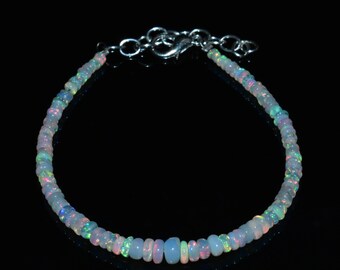 Ethiopian Welo Opal Bead Bracelet, Fire Opal Rondelle (3X4.5 MM)