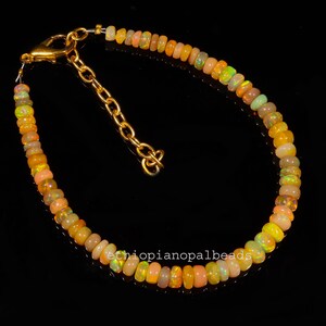 Äthiopisches Opalarmband - Feueropal Rondelle Perlen, Oktober Geburtsstein 3 x 5 mm 19.25 Cts