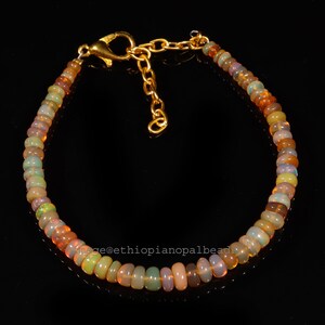 Natürliches äthiopisches Opalperlenarmband, echte Rondelle-Edelstein (3 x 5 MM, 18 Karat)