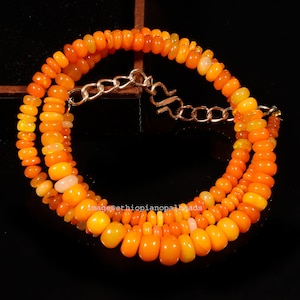 Opal beads, Orange Opal Beads Necklace, 100% Natural Ethiopian Opal Beads Necklace, 3X7 MM 49.10 Cts Natural Fire Opal Beads Necklace 18"