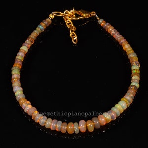 Natürliches äthiopisches Opalperlenarmband, Rondelle Edelstein (3 x 5 MM) 16,25 Cts