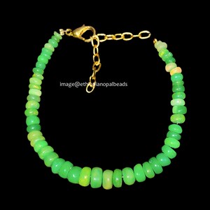 Natural Ethiopian Opal Rondelle Bead Bracelet, Fire Opal Jewelry 3x6 mm