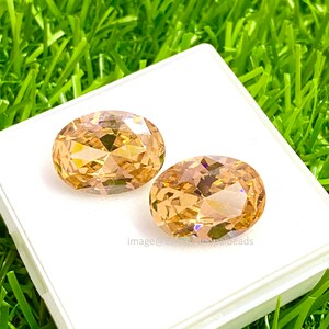 5 PCS Faceted Loose CHAMPAGNE Zircon Gemstone 16X12X7 MM 48 Carats Zircon Oval Shape for jewelry making, December birthstone