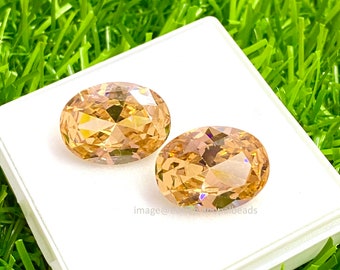 Faceted Champagne Zircon Gemstones, Oval Cut (5 PCS) 16X12X7 MM