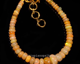 Bracelet de perles d’opale éthiopienne 100% naturelles, véritable bracelet de perles d’opale rondelle 3x9 MM 23,80 Cts