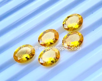 Faceted Loose Yellow Zircon Gemstone 8X10 MM Zircon Oval Shape for jewelry making
