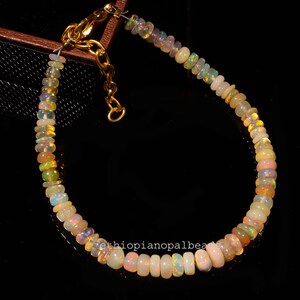 Natürliches äthiopisches Opalperlenarmband, Rondelle Edelsteinschmuck 4 x 5 MM 16.70 Cts