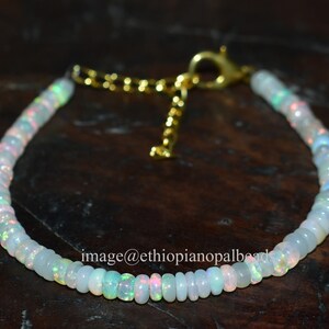 Opal beads, Opal Beads Bracelet, 3X4 MM MM Natural Ethiopian Opal Beads Bracelet, Opal fire beads Bracelet, Opal Rondelle Beads