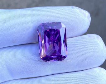Purple Emerald Cut Cubic Zirconia | Loose CZ Gemstone | Violet Lab Created Stone | All Sizes for Jewelry Making