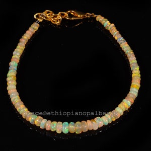 Natürliches äthiopisches Opalarmband, Welo Feuer Rondelle Perlen (3 x 5 MM) 14.70 Cts