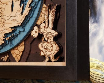 Wooden 3D Flat World Map - Mothers Day Gift - Custom Fantasy Map Wall Art for Mom