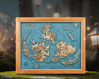 Mapa de madeira 3D Lifestream Nexus Natural Edition - Presentes para casais e decoração gamer mais legais - Presente de 5º aniversário de madeira 3D