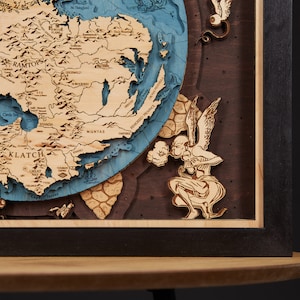 Carte en bois 3D du monde plat