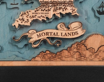 ACOTAR PRYTHIAN wall ART in rustic style - Intricate Wooden Map of Prythian - Laser Engraved Bookish Art - Custom Gift for Fantasy Readers