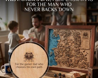 World of Hags and Monsters 3D Wooden Map with free engraving - Wood anniversary gift and Fathers day decor