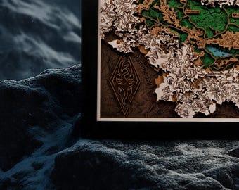 Mapa del Reino de los Nórdicos - Regalo para novios gamers - Decoración navideña de madera personalizada con grabado láser personalizado