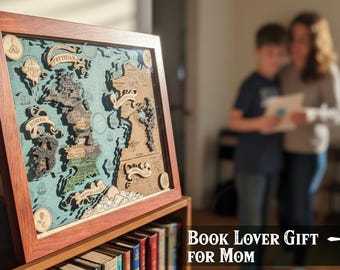 3d WOODEN ACOTAR MAP - Personalized Prythian Map - Acotar Wall Art & Merch - Perfect apartment decor - Unique Mothers day gift