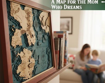 Wooden 3D Map of the Kingdoms of Shadows - Personalized TOG-Inspired apartment decor - Unique BookTok gift for mom from son