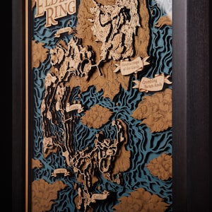 Elden Realms 3D Wood Map - Legendary Lands Between-kaart - Perfecte cadeaus voor gamers
