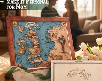 3d wooden ACOTAR MAP - Custom Map of Prythian ACOTAR World - Unique BookTok Mothers day gift - Personalized custom gift for mom