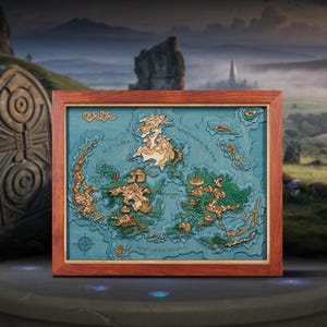 Lifestream NEXUS FANTASY MAP - Detailed 3D Wood Design - Premium Game Room Decor for Gamers and Collectors