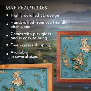 LIFESTREAM NEXUS 3D wood MAP - Stunning Fantasy Decor - Ideal 5th Anniversary Gift or Wood Anniversary for Gamers