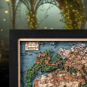 3D wooden ESO fantasy map - Custom fantasy room decor - Handcrafted game room decor