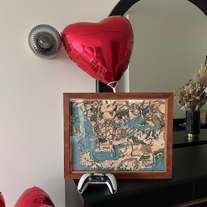 Carte en bois des Continents enchantés 3D - Carte détaillée de Faerûn en hauteur - Cadeaux parfaits pour la Saint-Valentin pour petit ami