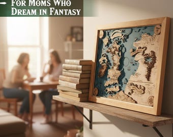 3d WOODEN ACOTAR MAP rustic style - Detailed Fantasy Map Art of Prythian - Unique Mothers day gift - Handcrafted Anniversary gift
