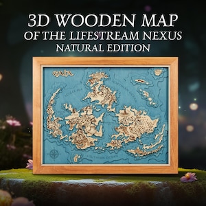Lifestream Nexus 3D Wood Map Natural Edition - Regalo da collezione per giocatori - Mappa 3D in legno altamente dettagliata