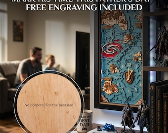 Alliance fantasy clock - Wood anniversary decor with free engraving, Fathers day gift for gamer dad