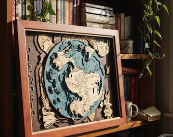 3D Wood Map of Flat World - Personalised 5 Year Anniversary Gift - Premium Wooden Home Decor