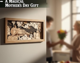 Platform 3D Wall Clock - Perfect new apartment gift for fan - 3D wooden large wall clock for Mothers day gift