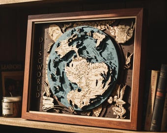 Wooden 3D Flat World Map - Apartment decor gift - Natural wood wall art for cozy spaces