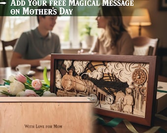 Platform 3D Wall Clock - Personalized wooden gift for mom from son with laser engraving - Magic clock with boy and owl