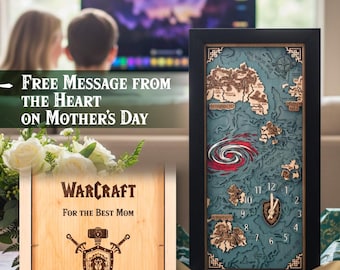 ALLIANCE 3D WALL CLOCK - Epic fantasy-inspired wooden clock - Stunning video game art for a personalised gift for mom